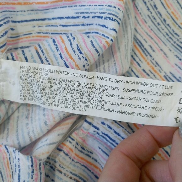 FDJ Popover Blouse Womens 10 V-Neck Speckled Stripe 3/4 Sleeve Jersey Knit - Picture 10 of 10